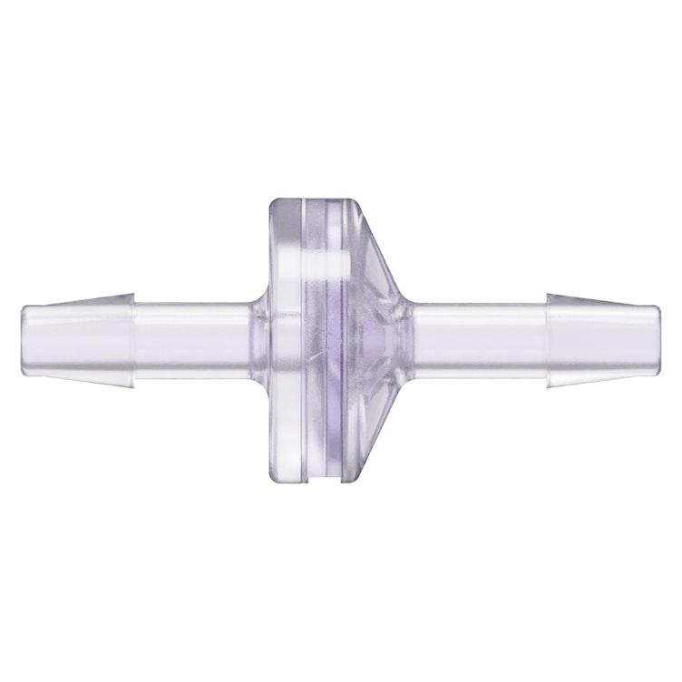 3/16" Hose Barb x 3/16" Hose Barb Gamma Stable Natural Polycarbonate Standard Check Valve with Silicone Diaphragm