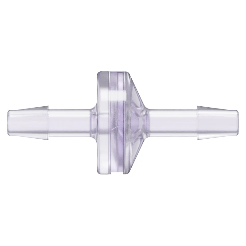 3/16" Hose Barb x 3/16" Hose Barb Gamma Stable Natural Polycarbonate Standard Check Valve with Silicone Diaphragm