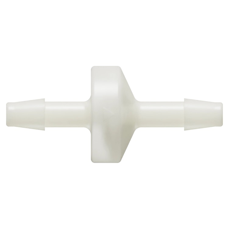 3/16" Hose Barb x 3/16" Hose Barb Natural Nylon Standard Check Valve with Viton™ Diaphragm