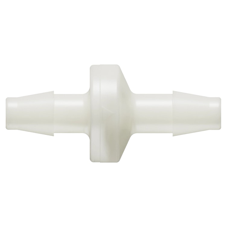 1/4" Hose Barb x 1/4" Hose Barb Natural Nylon Standard Check Valve with Neoprene Diaphragm