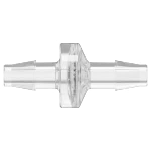 1/4" Hose Barb x 1/4" Hose Barb Natural Polycarbonate Standard Check Valve with Viton™ Diaphragm