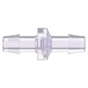 3/8" Hose Barb x 3/8" Hose Barb Gamma Stable Natural Polycarbonate Standard Check Valve with Silicone Diaphragm