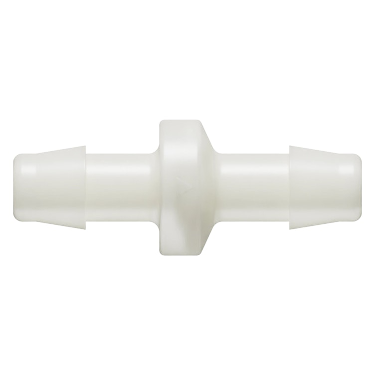 3/8" Hose Barb x 3/8" Hose Barb Natural Nylon Standard Check Valve with Silicone Diaphragm
