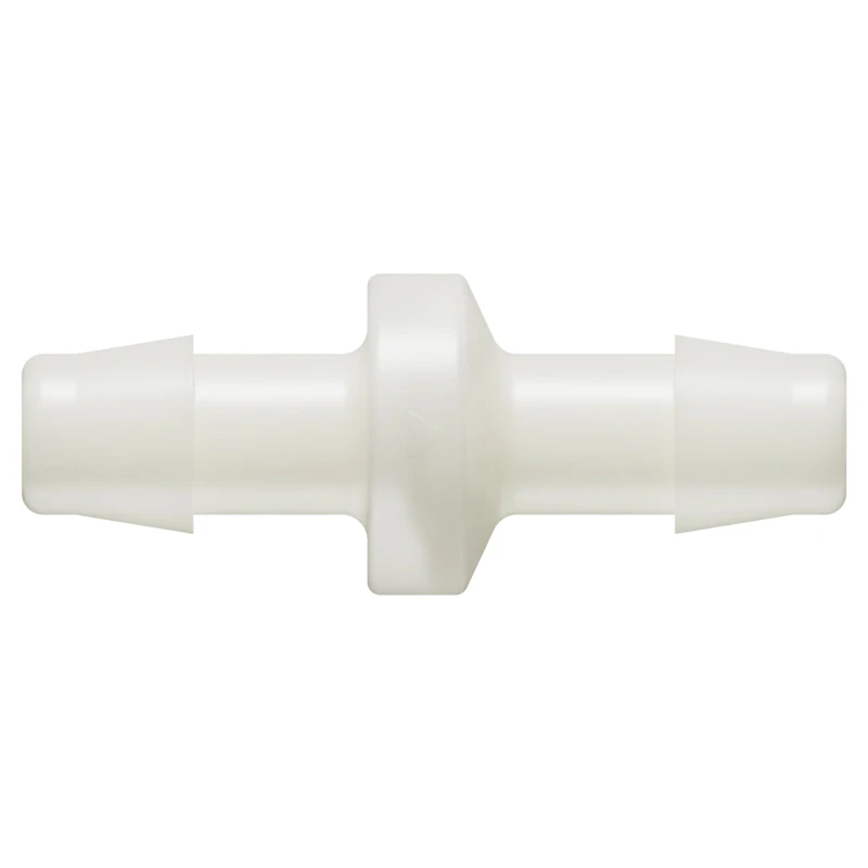 3/8" Hose Barb x 3/8" Hose Barb Natural Nylon Standard Check Valve with Neoprene Diaphragm