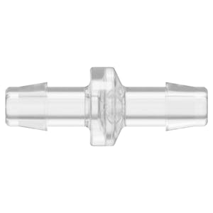 3/8" Hose Barb x 3/8" Hose Barb Natural Polycarbonate Standard Check Valve with Viton™ Diaphragm
