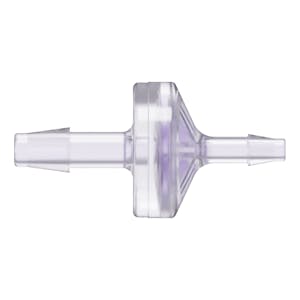 3/16" Hose Barb x 1/8" Hose Barb Gamma Stable Natural Polycarbonate Reducing Check Valve with Silicone Diaphragm