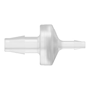 1/4" Hose Barb x 1/8" Hose Barb Natural Polypropylene Reducing Check Valve with Viton™ Diaphragm