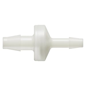 1/4" Hose Barb x 3/16" Hose Barb Natural Nylon Reducing Check Valve with Silicone Diaphragm