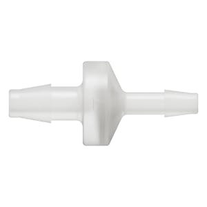 1/4" Hose Barb x 3/16" Hose Barb Natural Kynar® Reducing Check Valve with Viton™ Diaphragm