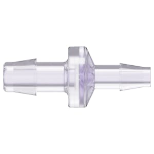 3/8" Hose Barb x 1/4" Hose Barb Gamma Stable Natural Polycarbonate Reducing Check Valve with Silicone Diaphragm