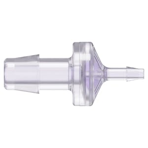 3/8" Hose Barb x 1/8" Hose Barb Gamma Stable Natural Polycarbonate Reducing Check Valve with Silicone Diaphragm