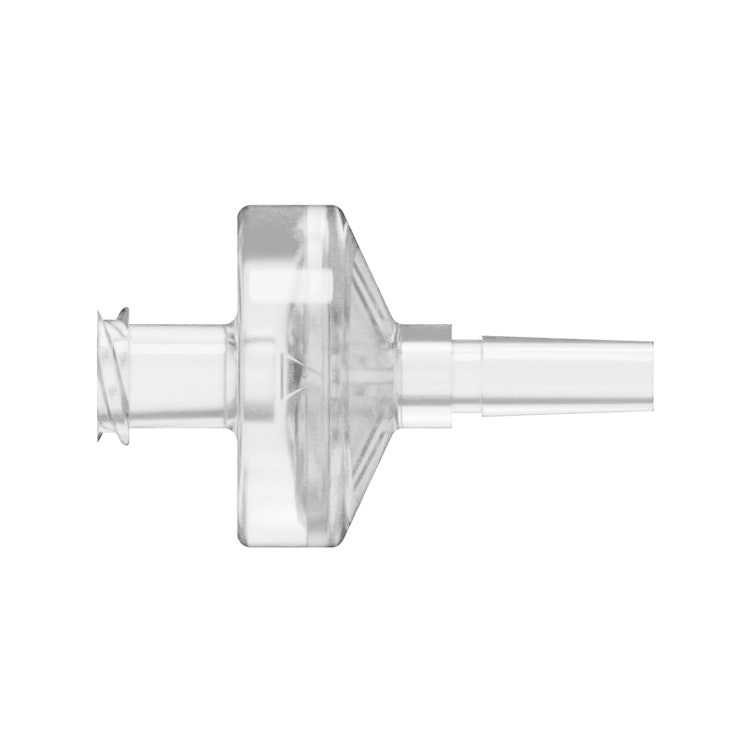 Female x Slip Male Natural Polycarbonate Luer Check Valve with Silicone Diaphragm