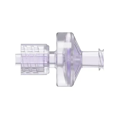 Locking Male x Female Gamma Stable Natural Polycarbonate Luer Check Valve with Silicone Diaphragm