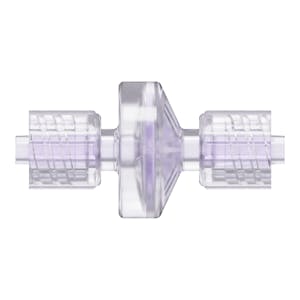 Locking Male x Locking Male Gamma Stable Natural Polycarbonate Luer Check Valve with Silicone Diaphragm