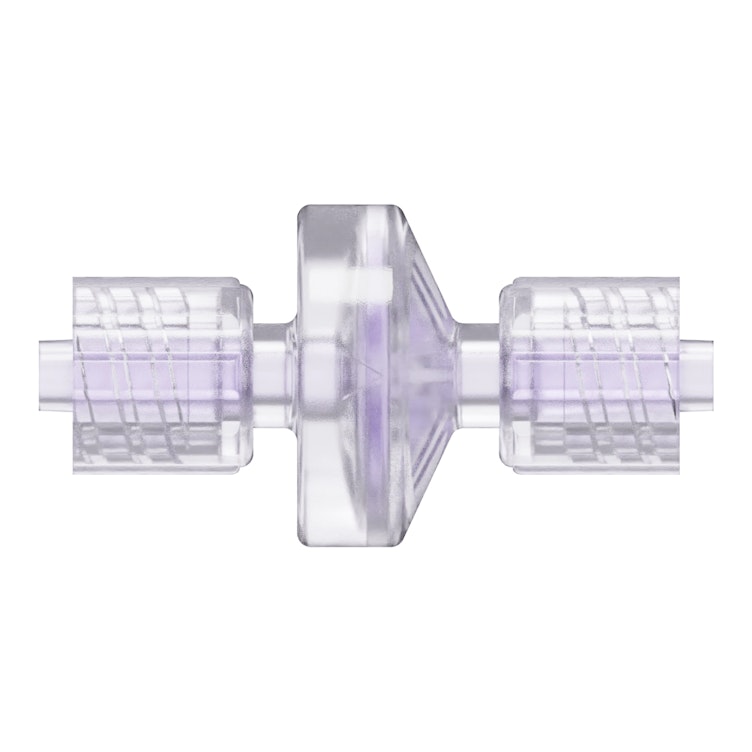 Locking Male x Locking Male Gamma Stable Natural Polycarbonate Luer Check Valve with Silicone Diaphragm