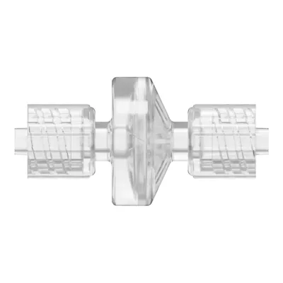 Locking Male x Locking Male Natural Polycarbonate Luer Check Valve with Silicone Diaphragm