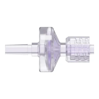 Slip Male x Locking Male Gamma Stable Natural Polycarbonate Luer Check Valve with Silicone Diaphragm