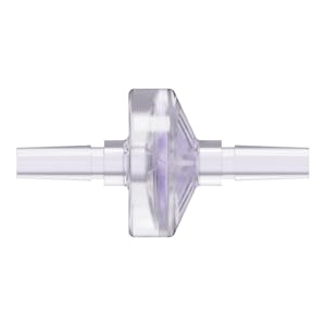 Slip Male x Slip Male Gamma Stable Natural Polycarbonate Luer Check Valve with Silicone Diaphragm