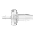 1/8" Hose Barb x 1/4" Hose Barb Natural Polycarbonate Enlarging Check Valve with Viton™ Diaphragm