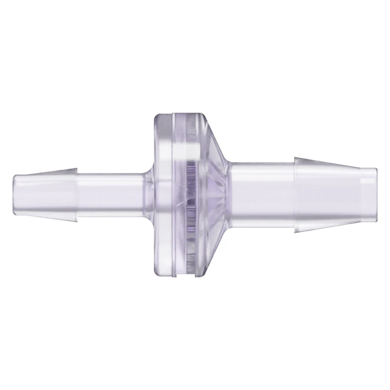 3/16" Hose Barb x 1/4" Hose Barb Gamma Stable Natural Polycarbonate Enlarging Check Valve with Silicone Diaphragm