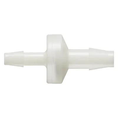 3/16" Hose Barb x 1/4" Hose Barb Natural Nylon Enlarging Check Valve with Silicone Diaphragm