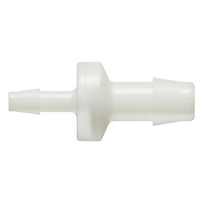3/16" Hose Barb x 3/8" Hose Barb Natural Nylon Enlarging Check Valve with Silicone Diaphragm
