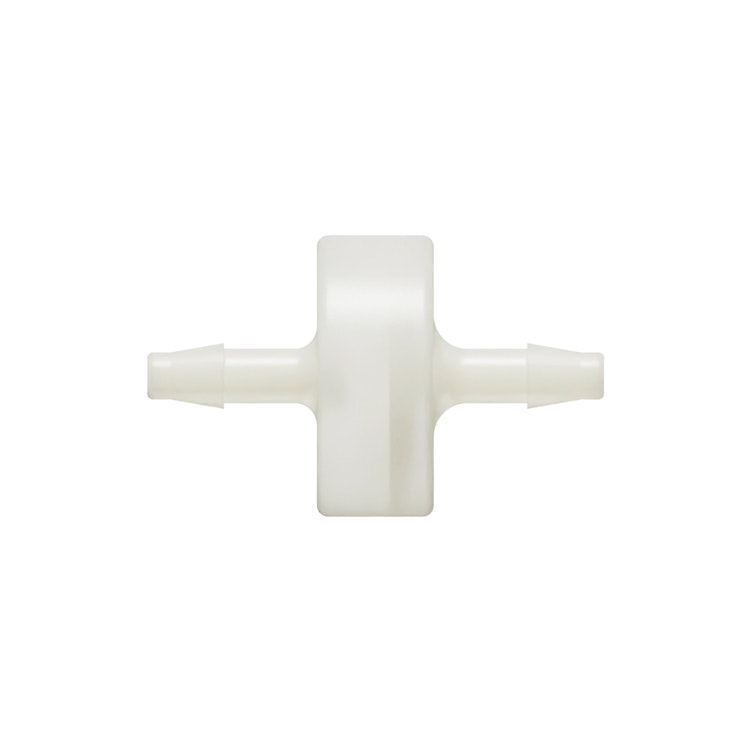 1/8" Hose Barb x 1/8" Hose Barb Natural Nylon Inline Filter with HDPE 45-90 Micron Screen