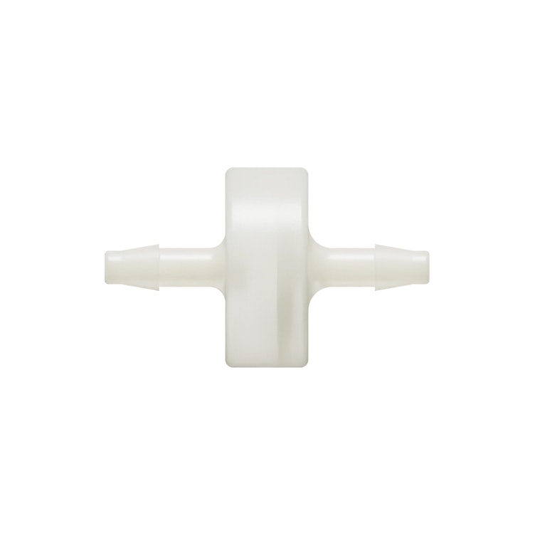 1/8" Hose Barb x 1/8" Hose Barb Natural Nylon Inline Filter with HDPE 90-130 Micron Screen