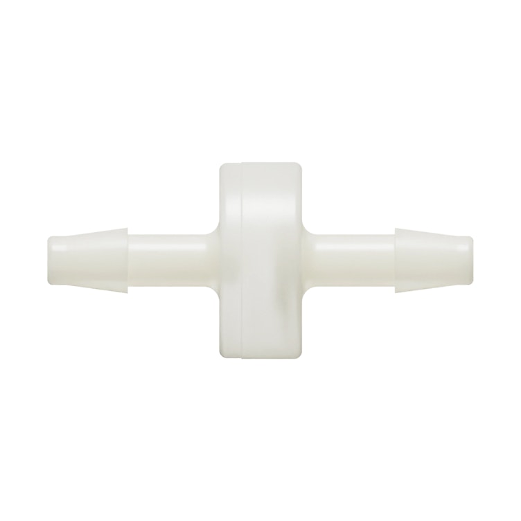 3/16" Hose Barb x 3/16" Hose Barb Natural Nylon Inline Filter with HDPE 45-90 Micron Screen