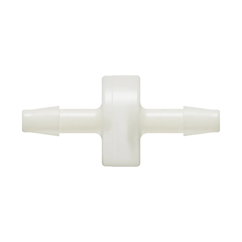 3/16" Hose Barb x 3/16" Hose Barb Natural Nylon Inline Filter with HDPE 90-130 Micron Screen