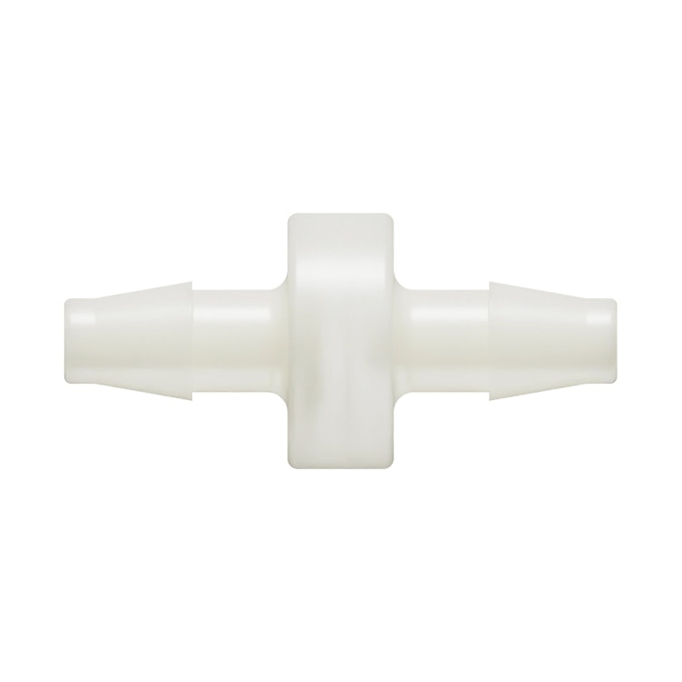 1/4" Hose Barb x 1/4" Hose Barb Natural Nylon Inline Filter with HDPE 45-90 Micron Screen