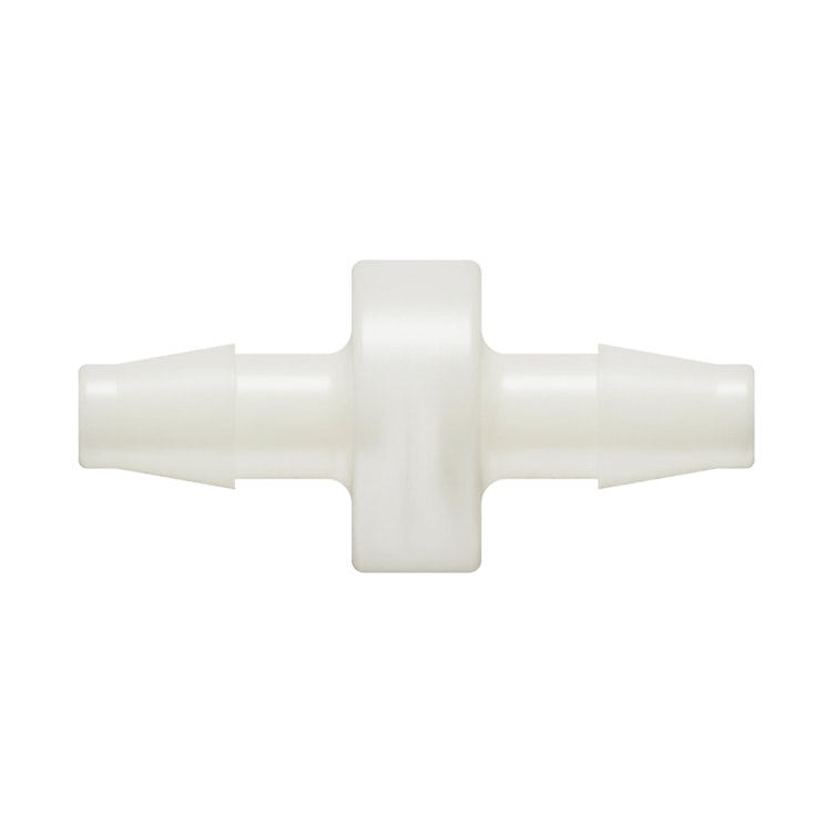 1/4" Hose Barb x 1/4" Hose Barb Natural Nylon Inline Filter with HDPE 90-130 Micron Screen