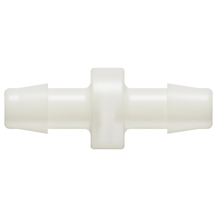 3/8" Hose Barb x 3/8" Hose Barb Natural Nylon Inline Filter with HDPE 45-90 Micron Screen