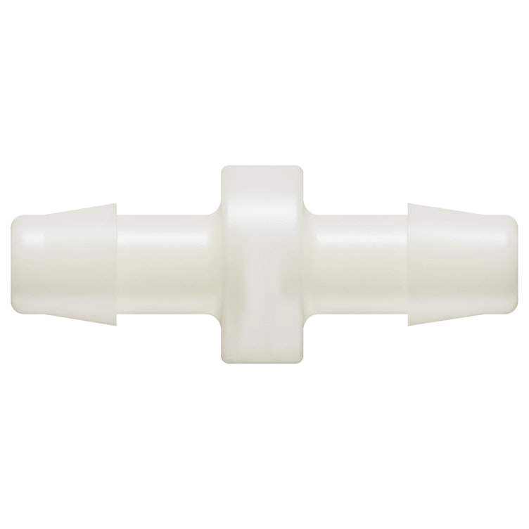 3/8" Hose Barb x 3/8" Hose Barb Natural Nylon Inline Filter with HDPE 90-130 Micron Screen