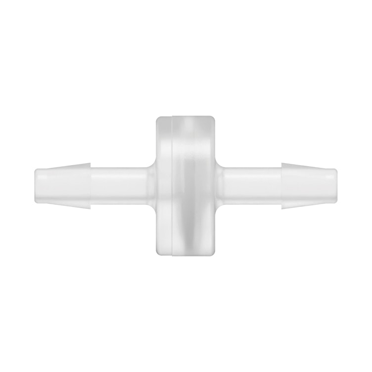 3/16" Hose Barb x 3/16" Hose Barb Natural Polypropylene Inline Filter with Stainless Steel 200 Mesh Screen