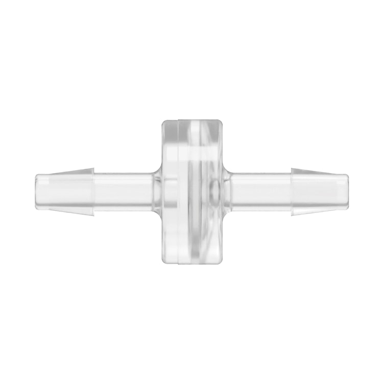 3/16" Hose Barb x 3/16" Hose Barb Natural Polycarbonate Inline Filter with Stainless Steel 200 Mesh Screen