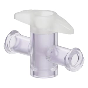 Female Luer x Female Luer Gamma Stable Natural Polycarbonate One-Way Luer Stopcock