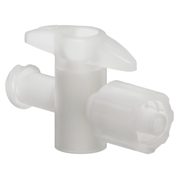 Locking Male Luer x Female Luer Natural Kynar® One-Way Luer Stopcock