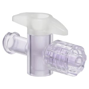 Locking Male Luer x Female Luer Gamma Stable Natural Polycarbonate One-Way Luer Stopcock