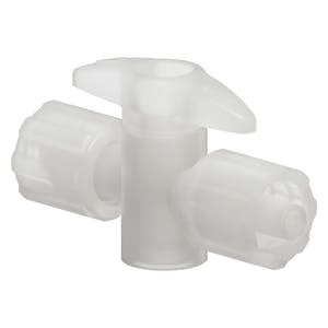 Locking Male Luer x Locking Male Luer Natural Kynar® One-Way Luer Stopcock