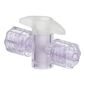 Locking Male Luer x Locking Male Luer Gamma Stable Natural Polycarbonate One-Way Luer Stopcock