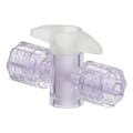 Locking Male Luer x Locking Male Luer Gamma Stable Natural Polycarbonate One-Way Luer Stopcock