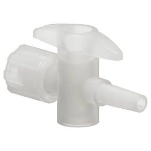 Locking Male Luer x Slip Male Luer Natural Kynar® One-Way Luer Stopcock