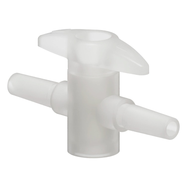 Slip Male Luer x Slip Male Luer Natural Kynar® One-Way Luer Stopcock