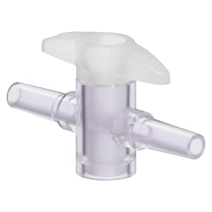 Slip Male Luer x Slip Male Luer Gamma Stable Natural Polycarbonate One-Way Luer Stopcock