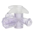 Female Luer x Locking Male Luer x Female Luer Gamma Stable Natural Polycarbonate Four-Way Luer Stopcock