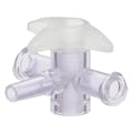 Female Luer x Slip Male Luer x Female Luer Gamma Stable Natural Polycarbonate Four-Way Luer Stopcock