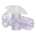 Locking Male Luer x Female Luer x Female Luer Gamma Stable Natural Polycarbonate Four-Way Luer Stopcock