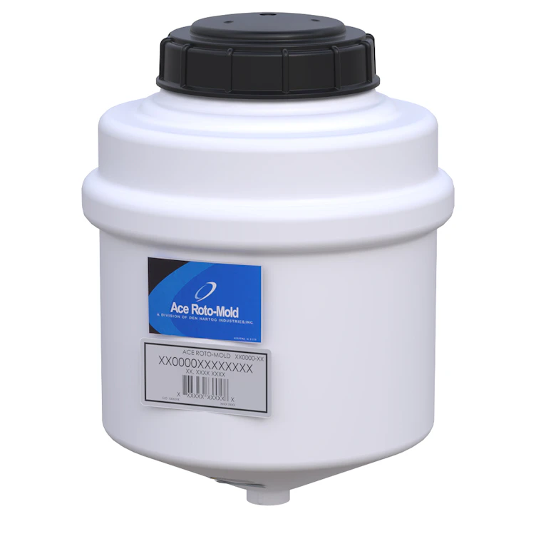 3-1/2 Gallon Natural LDPE Cylinder Rinse Tank with 5" Lid & 3/4" Spinweld Fitting - 11" Dia. x 15" Hgt.