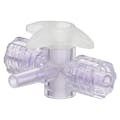 Locking Male Luer x Slip Male Luer x Locking Male Luer Gamma Stable Natural Polycarbonate Four-Way Luer Stopcock